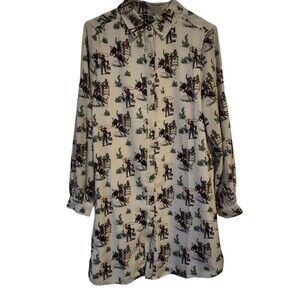 Fashion Express Small Midi Dress Cowgirl Western Print Bull Rockabilly